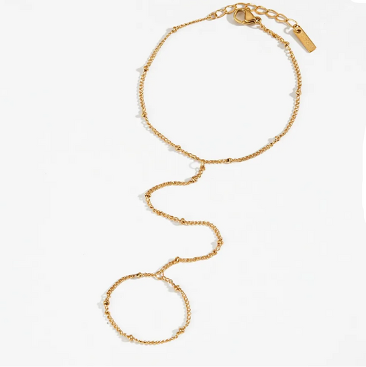 Βραχιόλι hand chain με δαχτυλίδι και λεπτή αλυσίδα