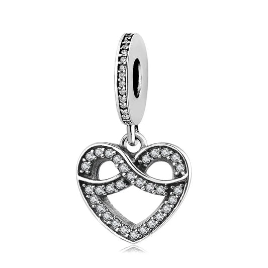 Charm καρδιά με άπειρο και ζιρκόνια από ασήμι 925