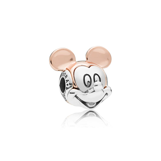 Charm Mickey κεφάλι δίχρωμο ασημί και ροζ χρυσαφι