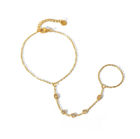 Γυναικείο hand chain βραχιόλι δαχτυλίδι με λεπτή αλυσίδα