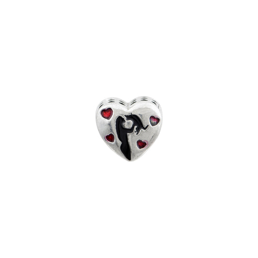 Ασημί charm καρδιά "Love my cat".