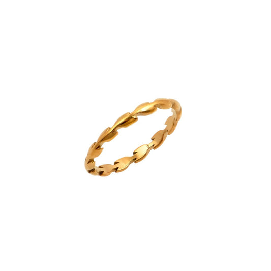 Χρυσό δαχτυλίδι φύλλα gold leaf ring, elegant design.