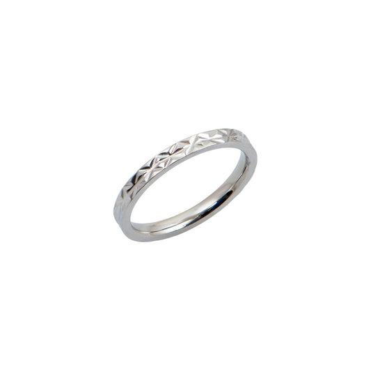 Ασημί δαχτυλίδι με σχέδιο διαμαντοκοπής | silver diamond cut ring.