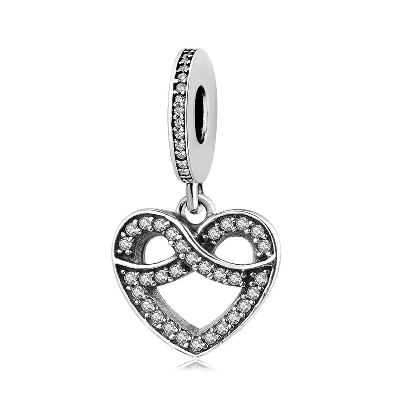 Charm καρδιά με άπειρο και ζιρκόνια από ασήμι 925