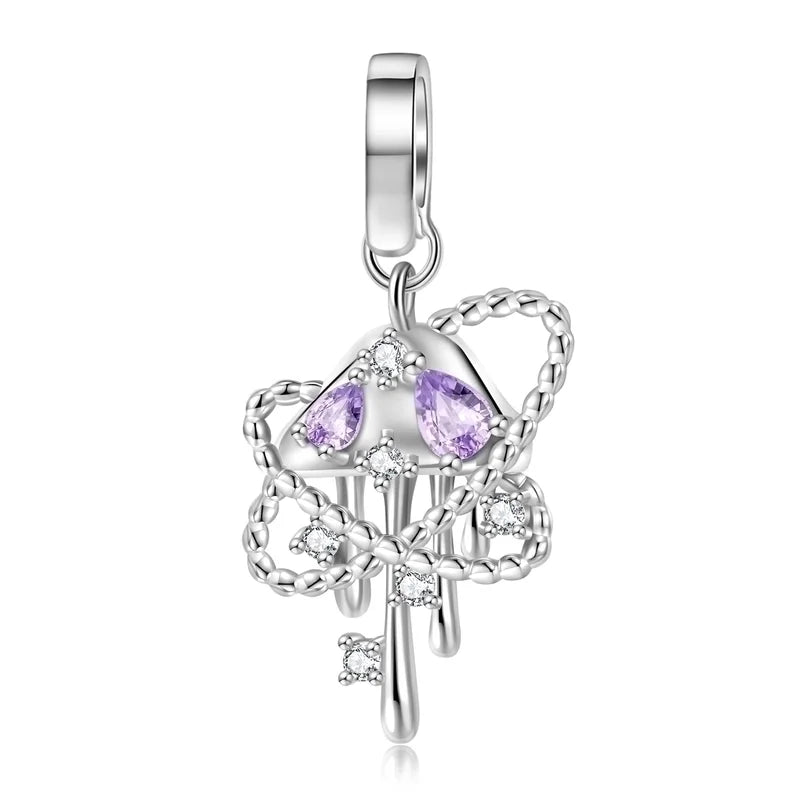 Charm μέδουσα με μωβ κρύσταλλα και λευκές πέτρες – Sterling Silver 925
