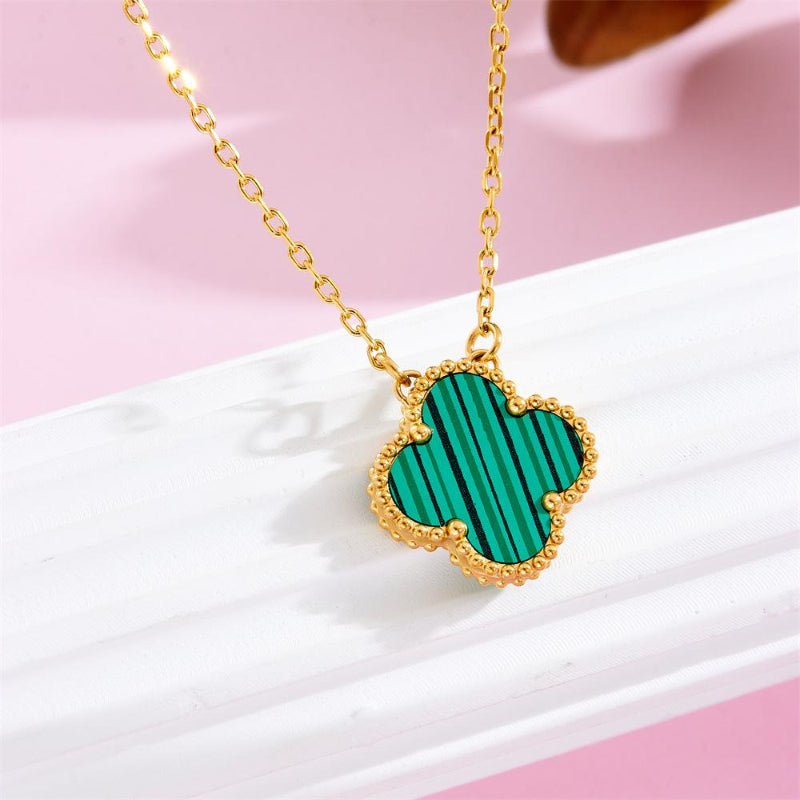 Κολιέ clover πράσινο με χρυσαφι