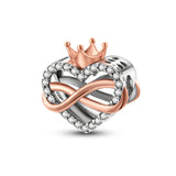 Καρδιά Infinity με Κορώνα Rose Gold και Λευκά Ζιργκόν- Silver Plated