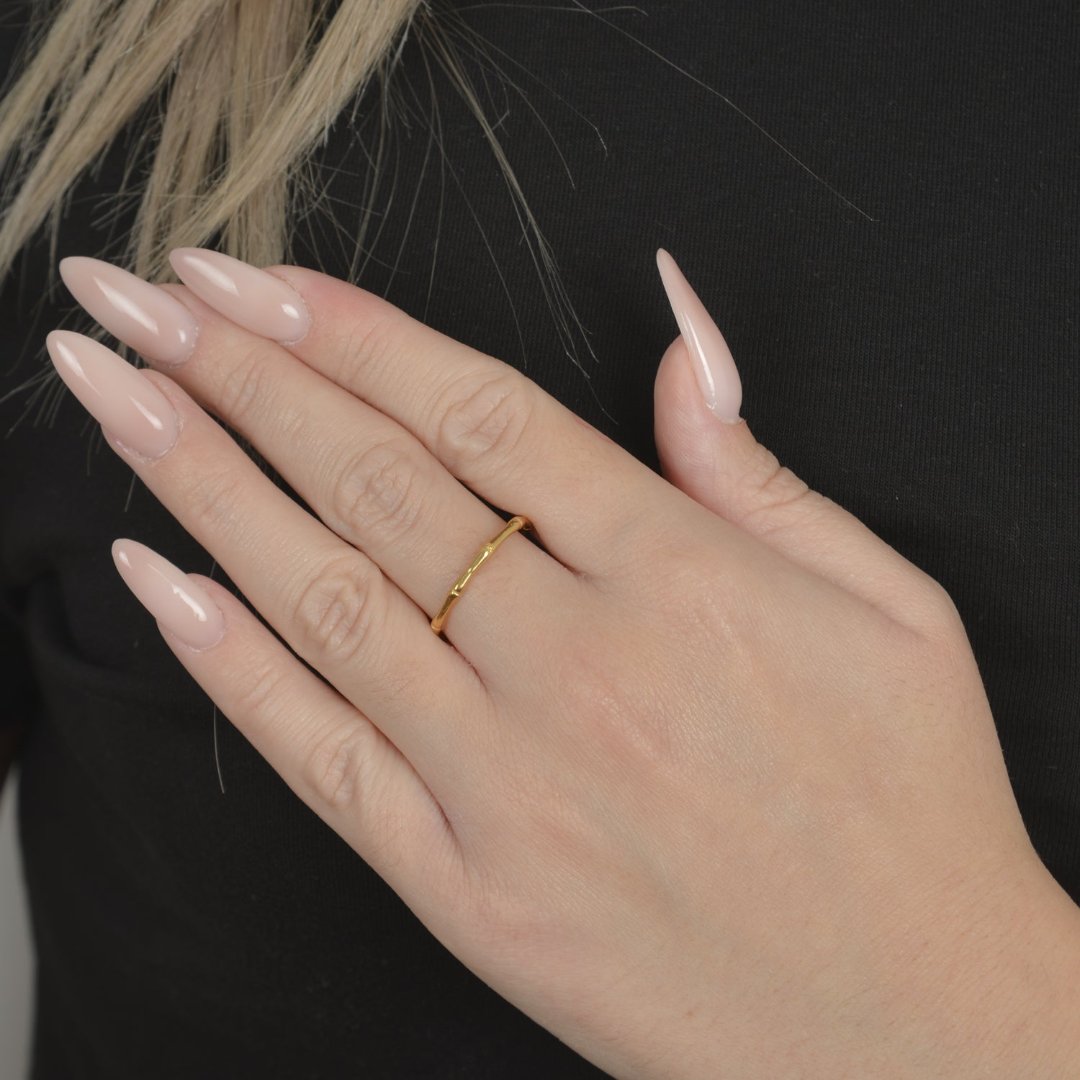 Χρυσό δαχτυλίδι bamboo σχέδιο | minimal gold bamboo ring.

