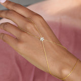 Βραχιόλι hand chain με δαχτυλίδι και λουλούδι από ζιργκόν