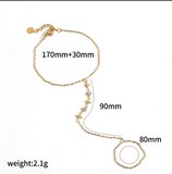Βραχιόλι hand chain με δαχτυλίδι, αστεράκια και ζιργκόν