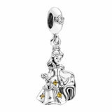 Charm πριγκίπισσα Belle με χρυσές λεπτομέρειες και λευκή πέτρα