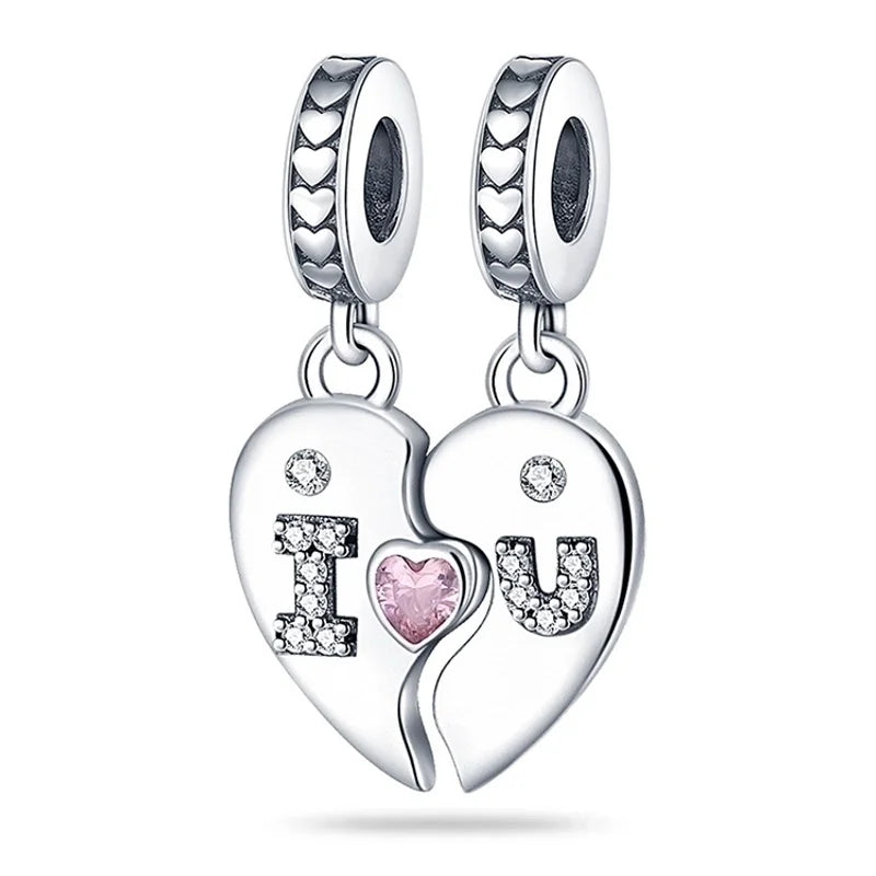 Charm ζευγαριού "I ❤️ U" από ασήμι 925