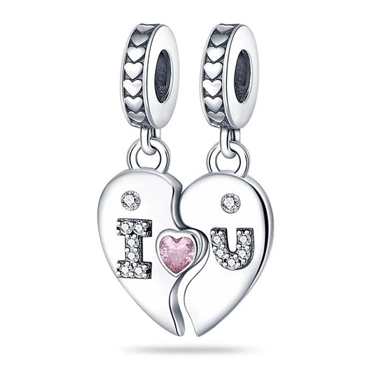 Charm ζευγαριού "I ❤️ U" από ασήμι 925