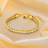 shiny crystal bracelet stainless steel close up
