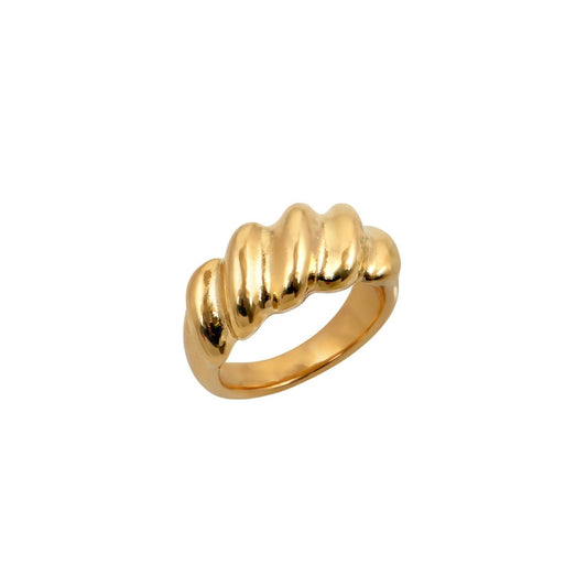 Χρυσό δαχτυλίδι με ανάγλυφο σχέδιο | gold textured statement ring.

