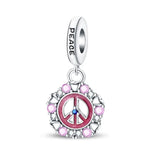 Charm Peace με ροζ πέτρες και ασημί καρδιές