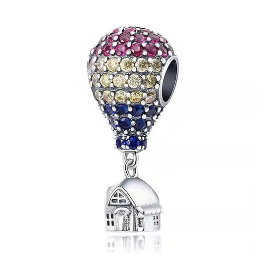 Charm Αερόστατο με Σπίτι – Όνειρα που Πετούν Ψηλά | Silver Plated