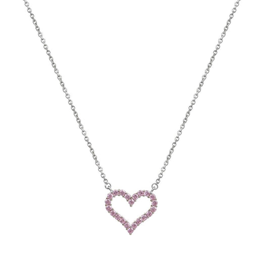 Κολιέ από ασήμι 925 με ροζ καρδιά από ζιργκόν silver jewerly