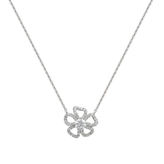 Κολιέ από ασήμι 925 με λουλούδι από κρύσταλλα silver jewerly