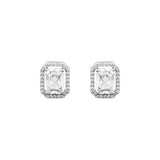Ασημένια σκουλαρίκια emerald cut με ζιργκόν και λαμπερό πλαίσιο.

